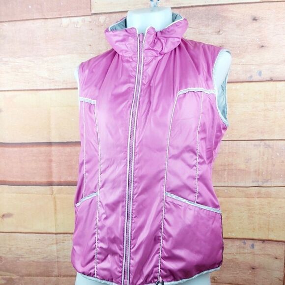 EUC Tom Crown Reversible Pink and Silver Puffer Vest - Picture 2 of 10